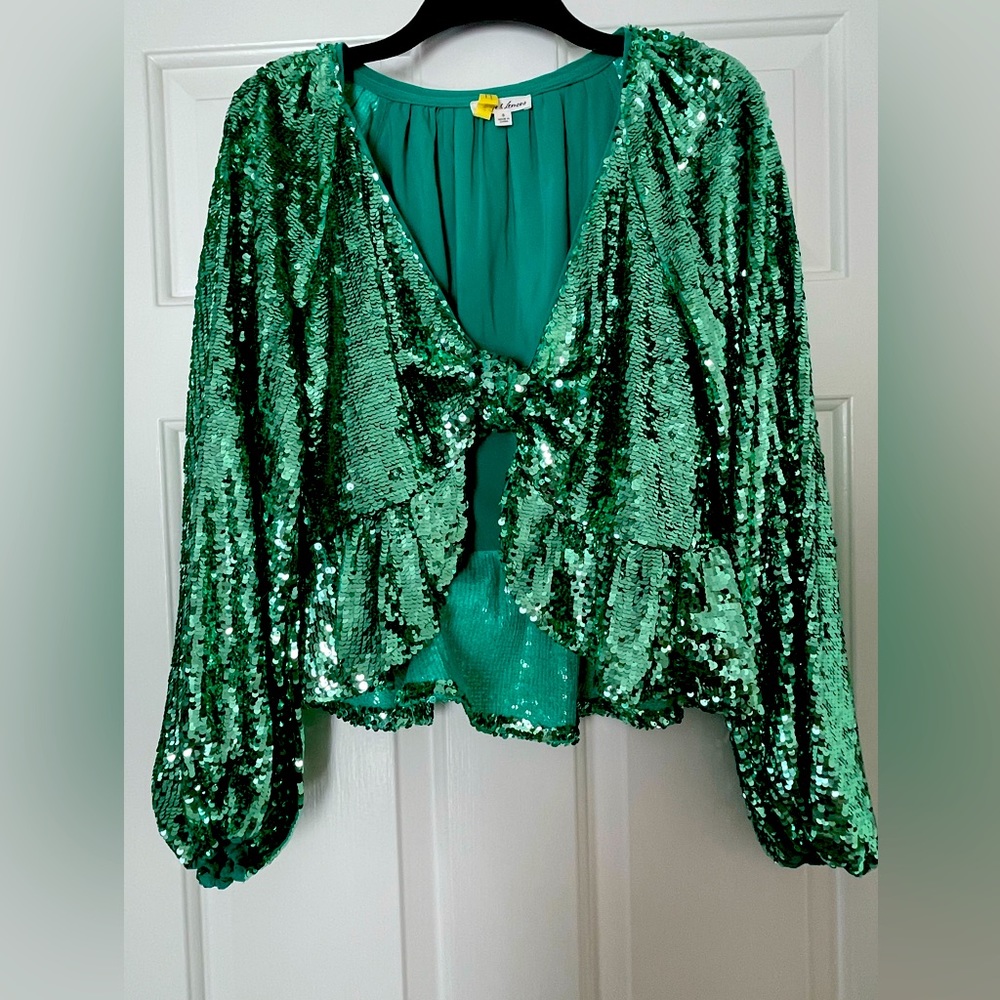 For Love And Lemons green sequined top worn once
